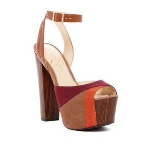 JESSICA SIMPSON DIMAYA Leather Platform Heels 9.5